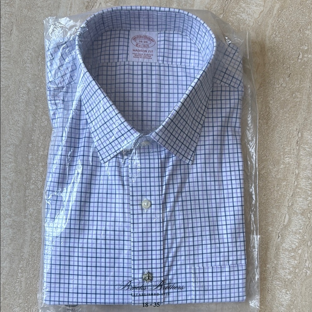 Brooks Brothers Dress Shirt Classic Checkered Design - Madison Fit